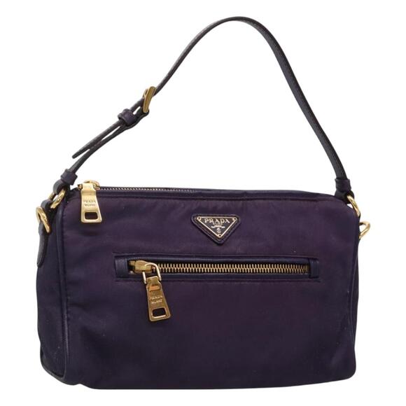 PRADA Shoulder Bag Nylon Purple Gold - Picture 1 of 13